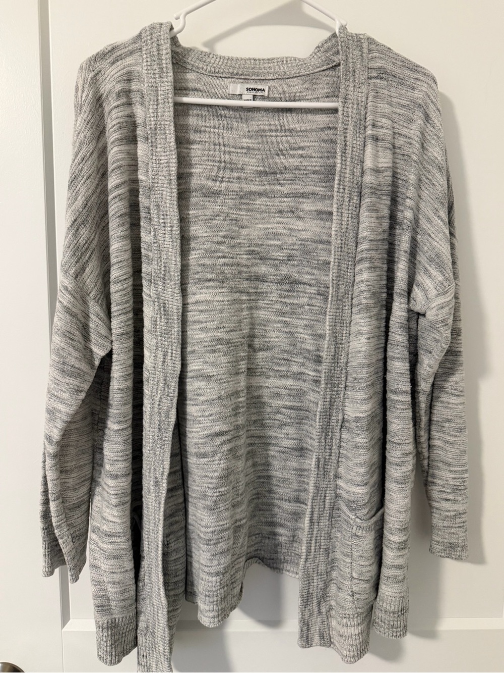 Sonoma Light Gray Marled Open-Front Cardigan